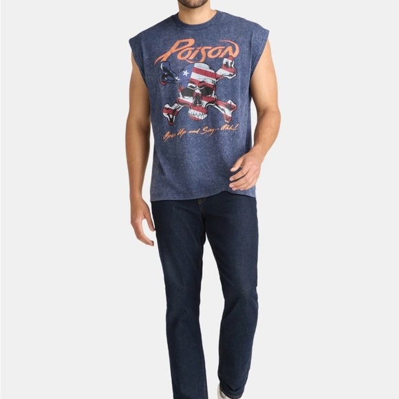 Poison Men's and Big Men's Front Back Graphic Muscle Band Tee - Picture 3 of 6
